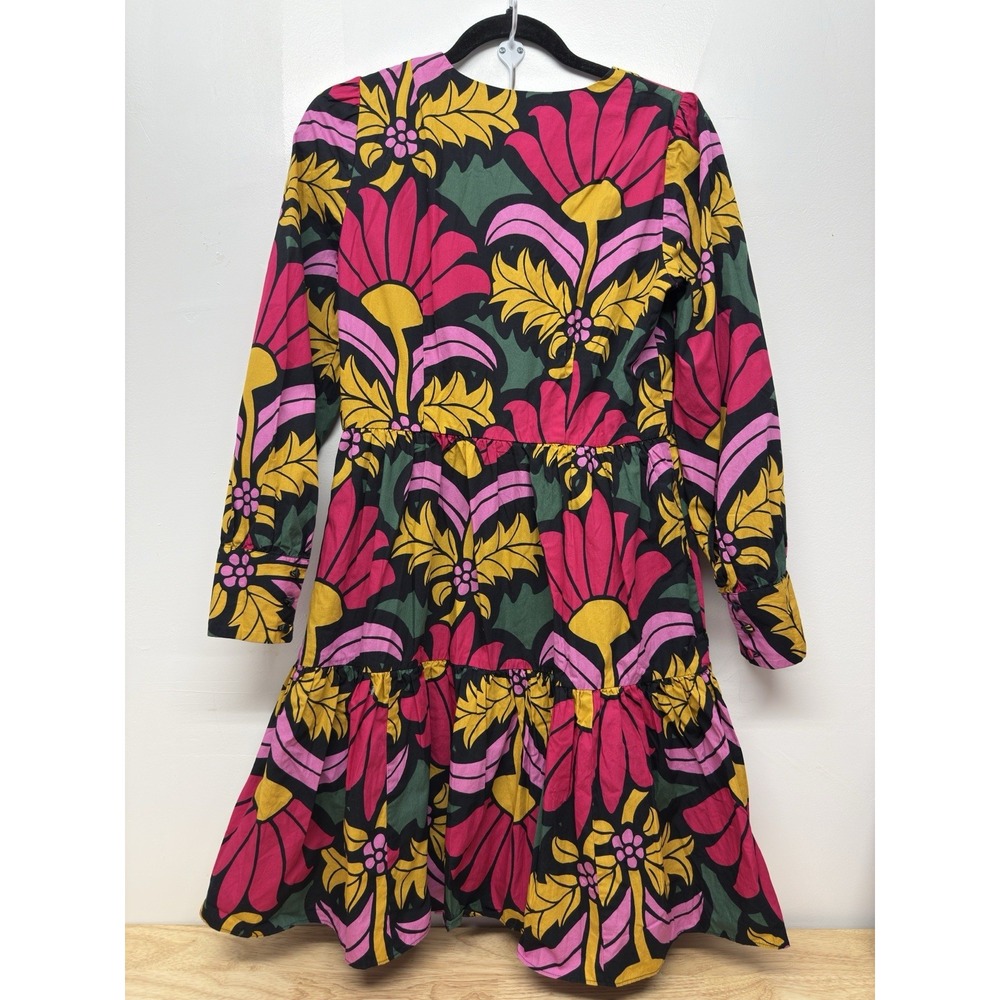 J Crew Dress Womens‎ Size 4 Bold Floral Bright Long Sleeve Tiered Festival #28